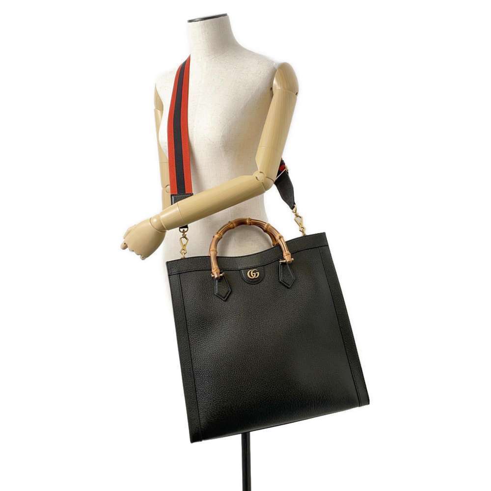 Gucci Diana Bamboo Leather Tote Bag Black - Picture 6 of 13